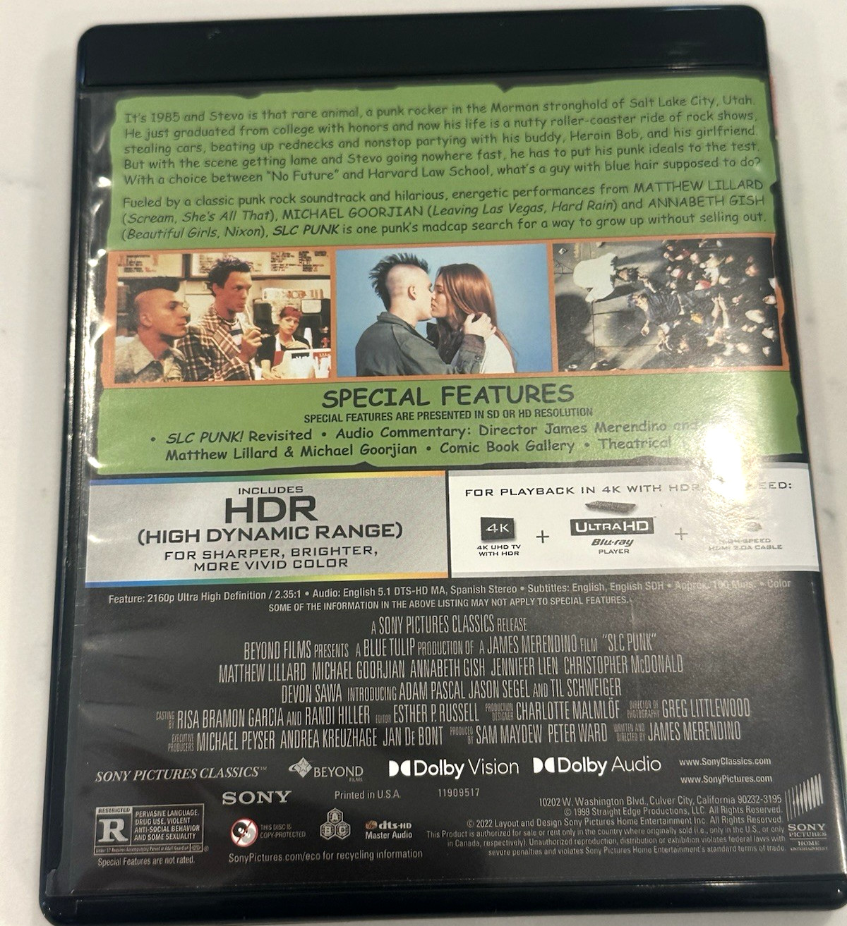 SLC Punk (4K Blu ray, UHD, 2022) Sony Classics 30th Anniversary- Matthew Lillard