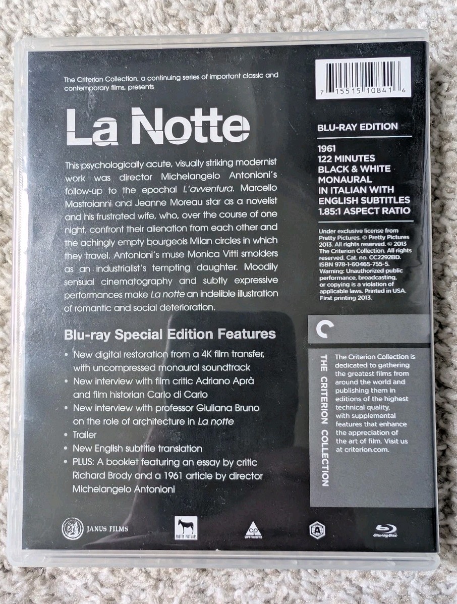 La Notte (Criterion Collection) (Blu-ray, 1961) Italian Classic Antonioni