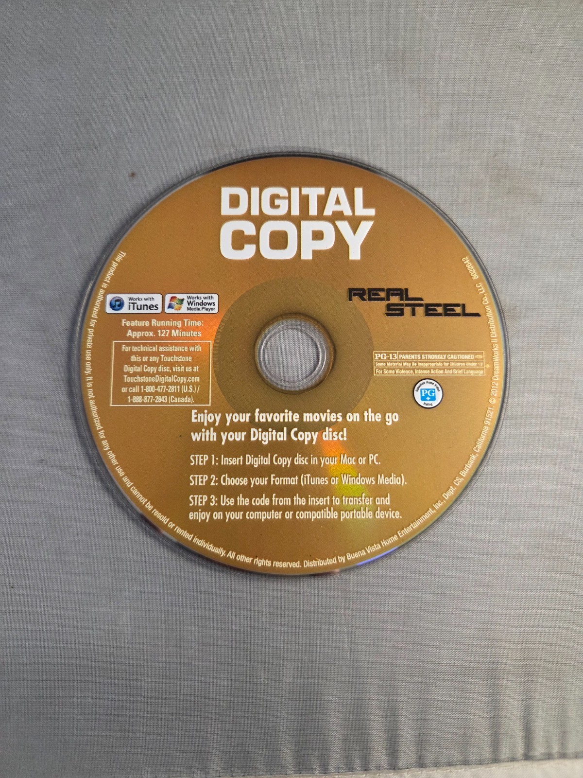 Real Steel Movie Blu-ray DVD 2012 Shawn Levy Adventure PG-13 Widescreen Picture