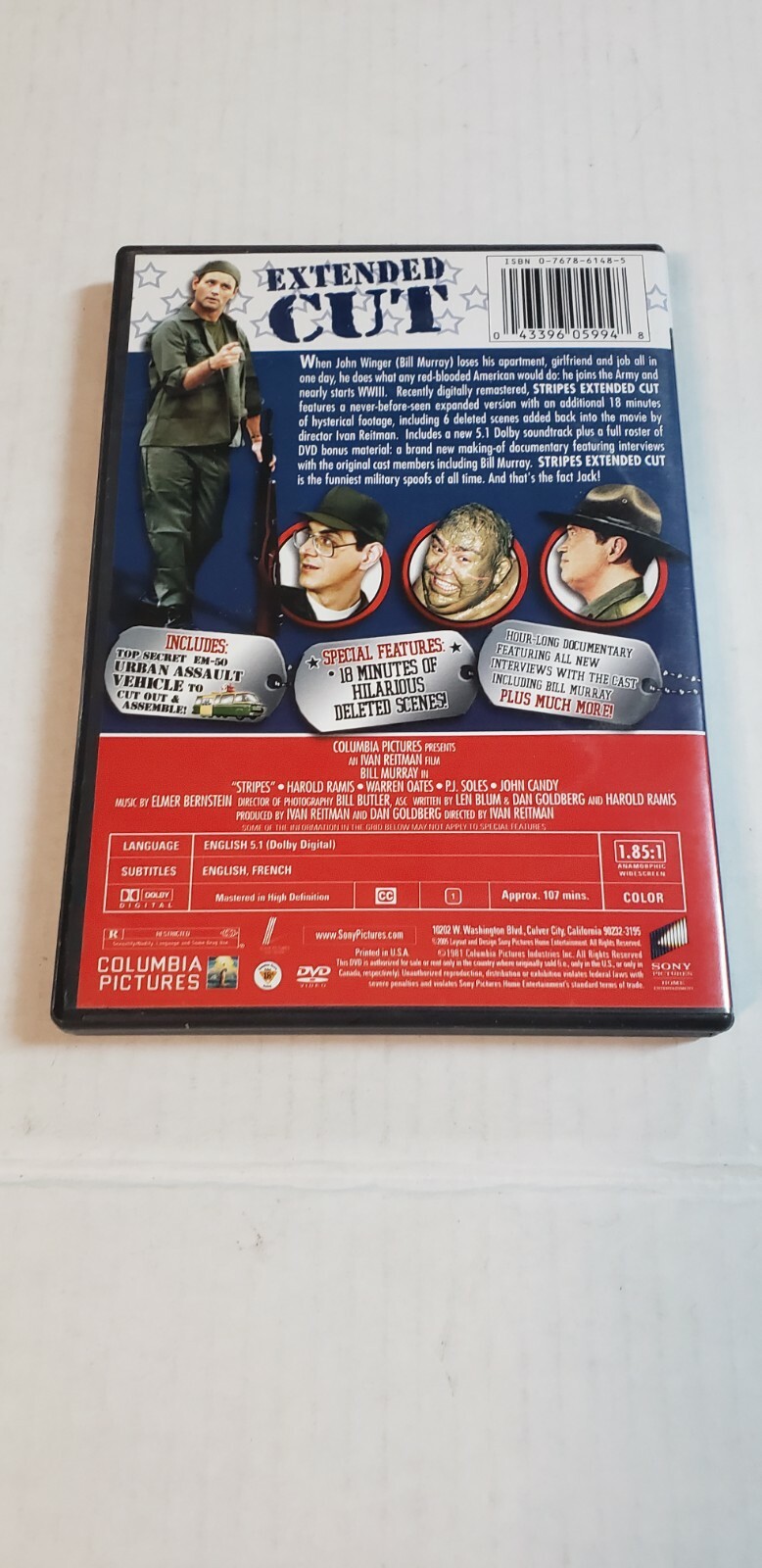 STRIPES Extended Cut DVD, Bill Murray, John Candy