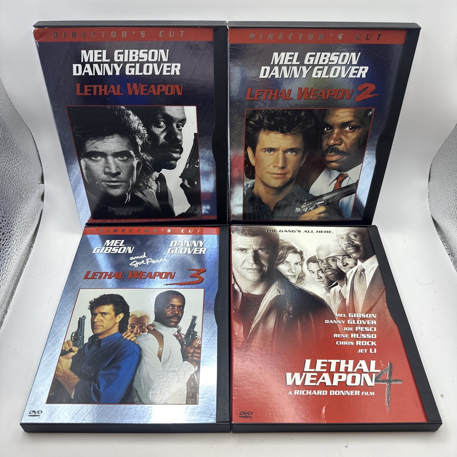 Lethal Weapon 1 2 3 Directors Cut & 4 DVD Movie Lot Mel Gibson Danny Glover EUC