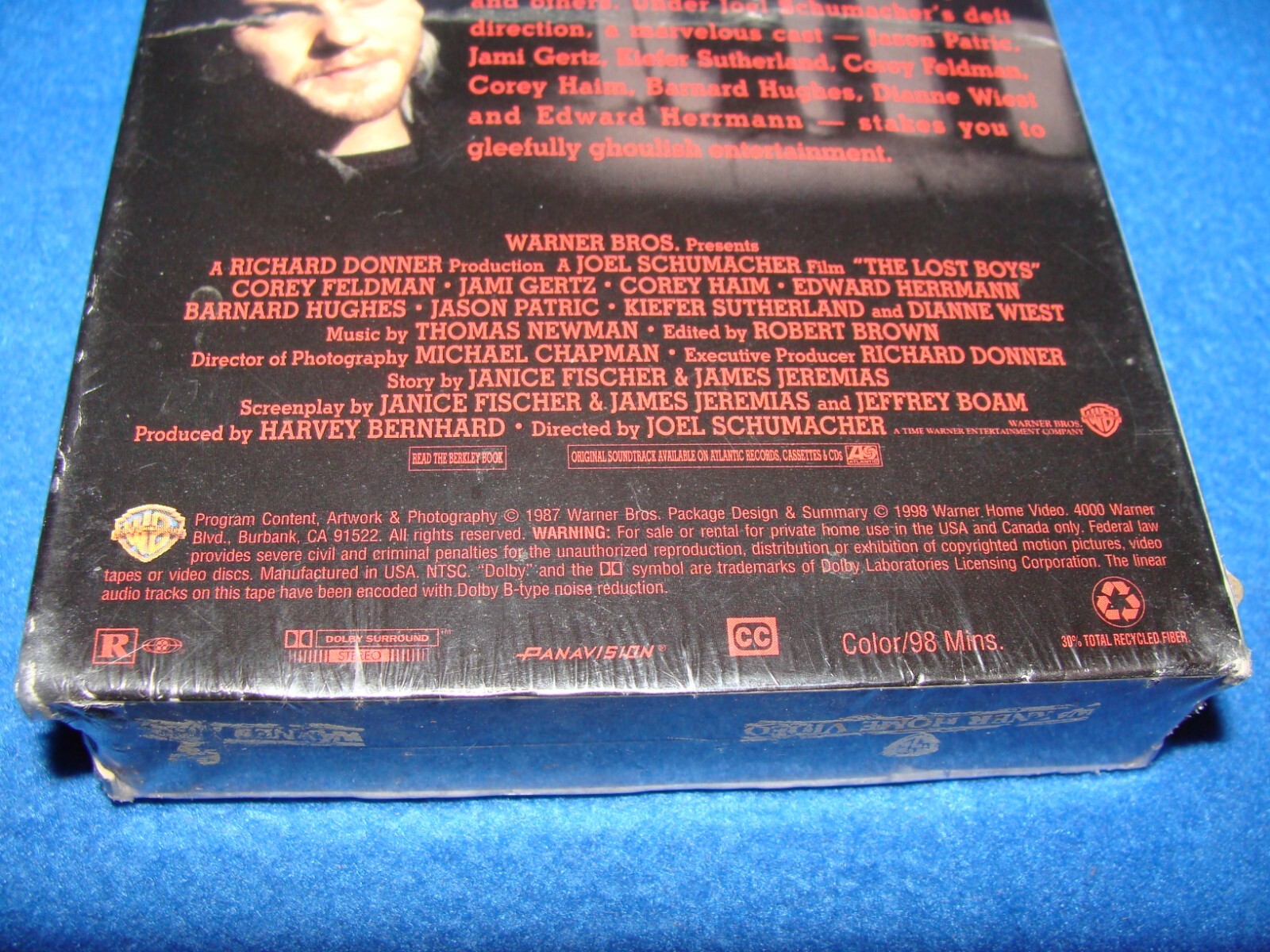 VHS Tape (1987) The Lost Boys 1998 Warner Home Video Hollywood Video Store Seale