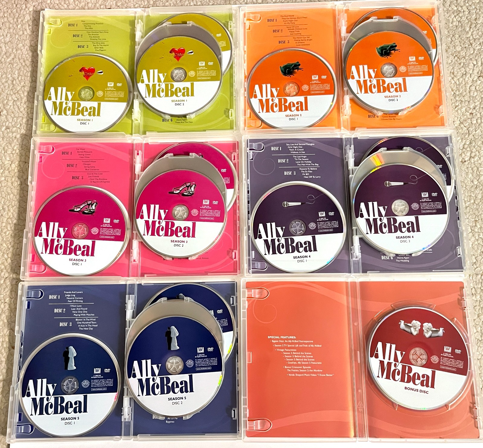 ALLY MCBEAL The Complete Series Seasons 1-5 + Bonus 31-Disc DVD Set 2009 Shrink