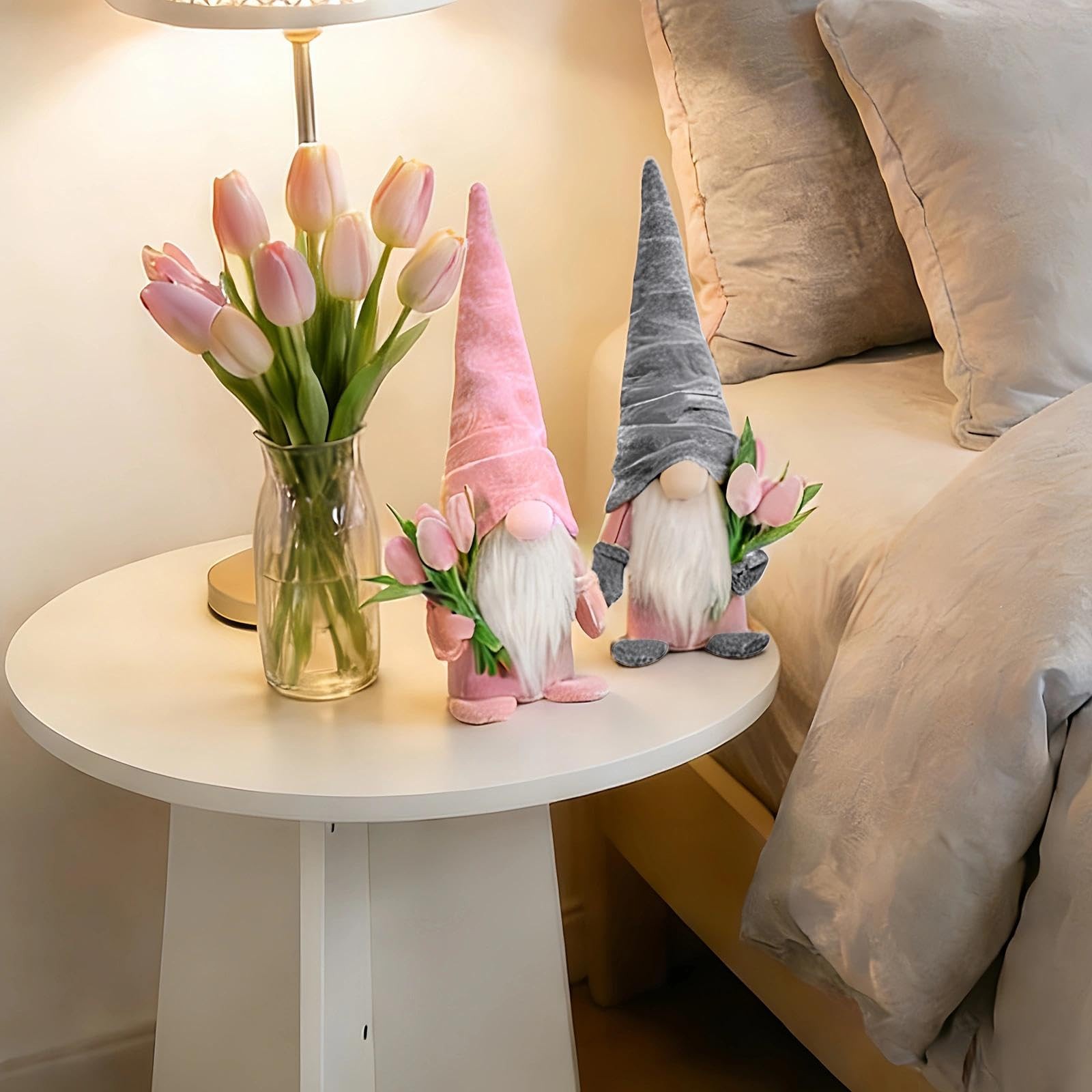 2 PCS Gnomes 14 inches (H) x 4.7 (L) x 3.5 (W), Pink