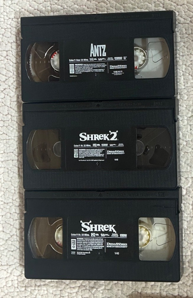 SHREK 1- 2 & Antz VHS – DreamWorks Lot Mike Myers Big Box Cameron Diaz
