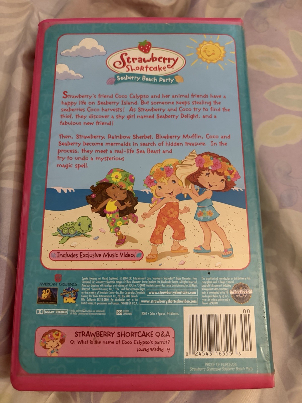 Strawberry Shortcake Seaberry Beach Party VHS 2004 Y2K Fox Full Screen NTSC