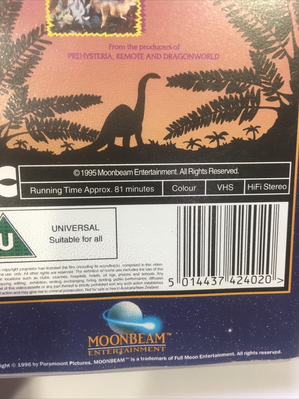 Prehysteria 3 VHS video cassette PAL UK Moonbeam 1995 Dinosaurs Golf Course OOP