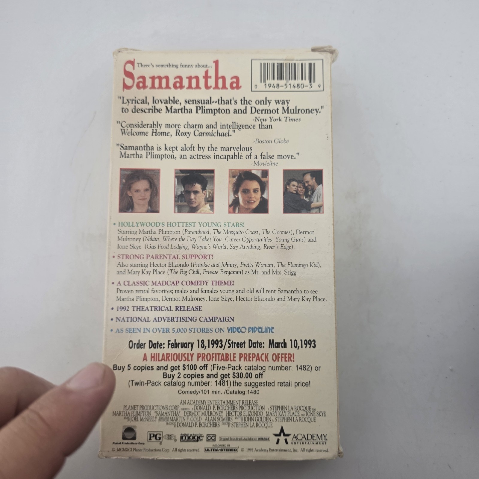 Samantha (VHS, 1992) Promotional Screener Martha Plimpton Dermot Mulroney
