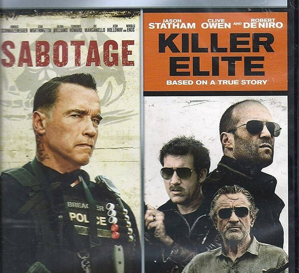 Sabotage/Killer Elite (DVD, 2016, Widescreen) Schwarzenegger/Statham/De Niro!