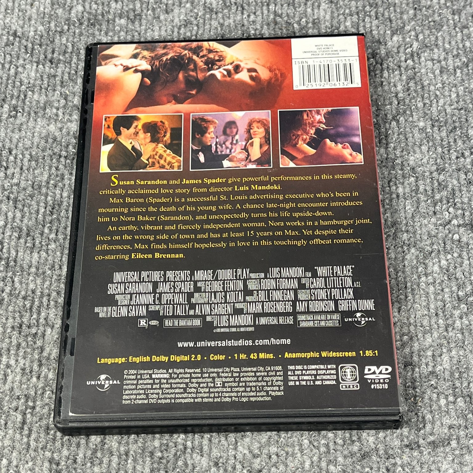White Palace DVD 2004 Susan Sarandon James Spader Luis Mandoki Widescreen R