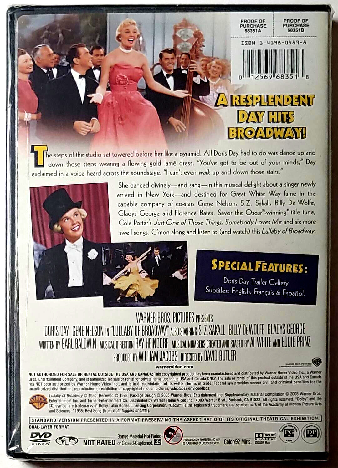 LULLABY OF BROADWAY (1951) [DVD] 2005, Warner Home Video. – BRAND NEW