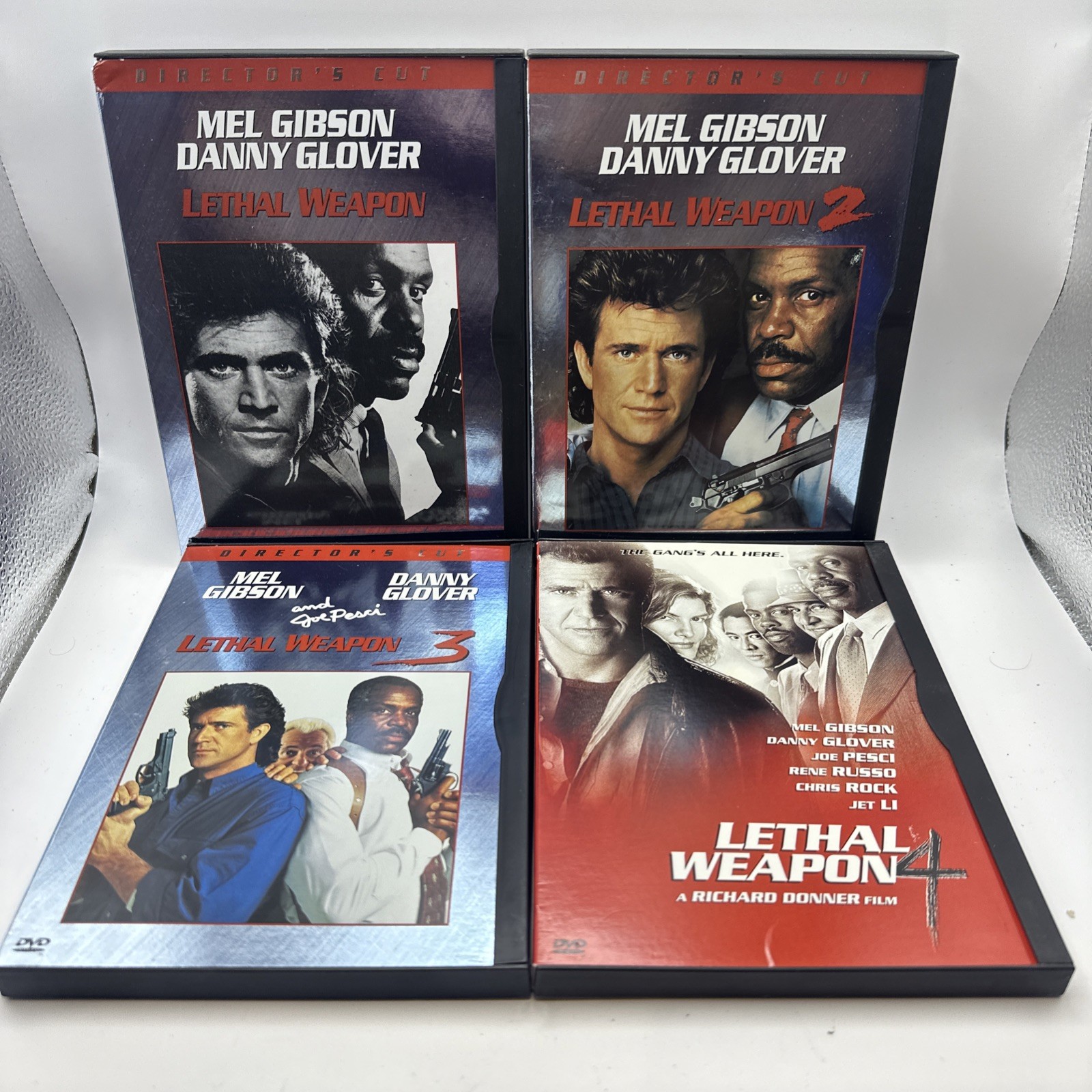 Lethal Weapon 1 2 3 Directors Cut & 4 DVD Movie Lot Mel Gibson Danny Glover EUC