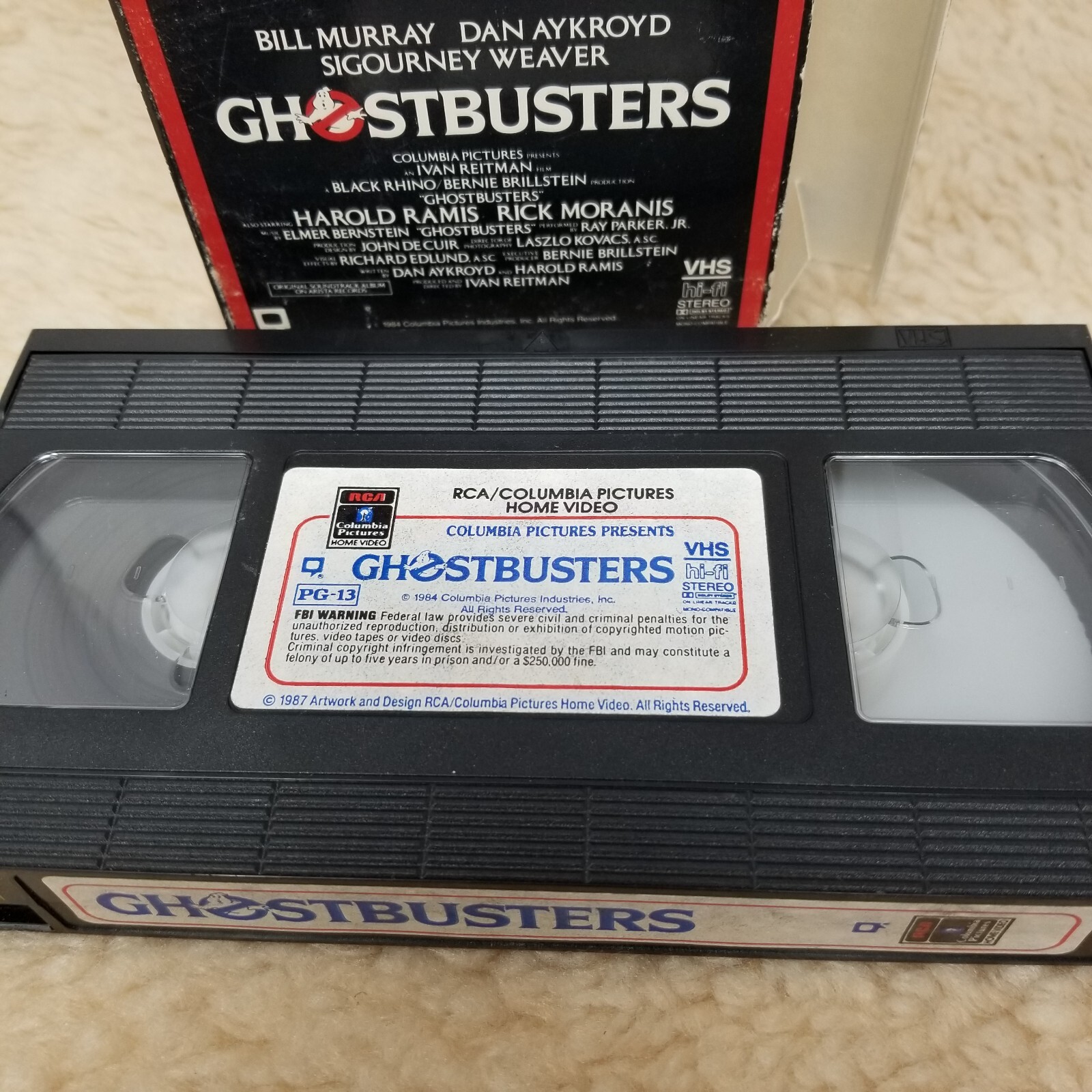 VTG Ghostbusters (1985 VHS RCA) 1st Edition Red Border Side Load Flap Slipsleeve