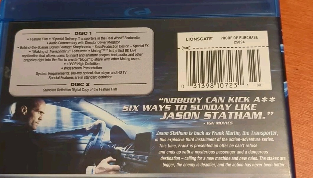 Transporter 3 Blu-ray Jason Statham Olivier Megaton Natalya Rudakova
