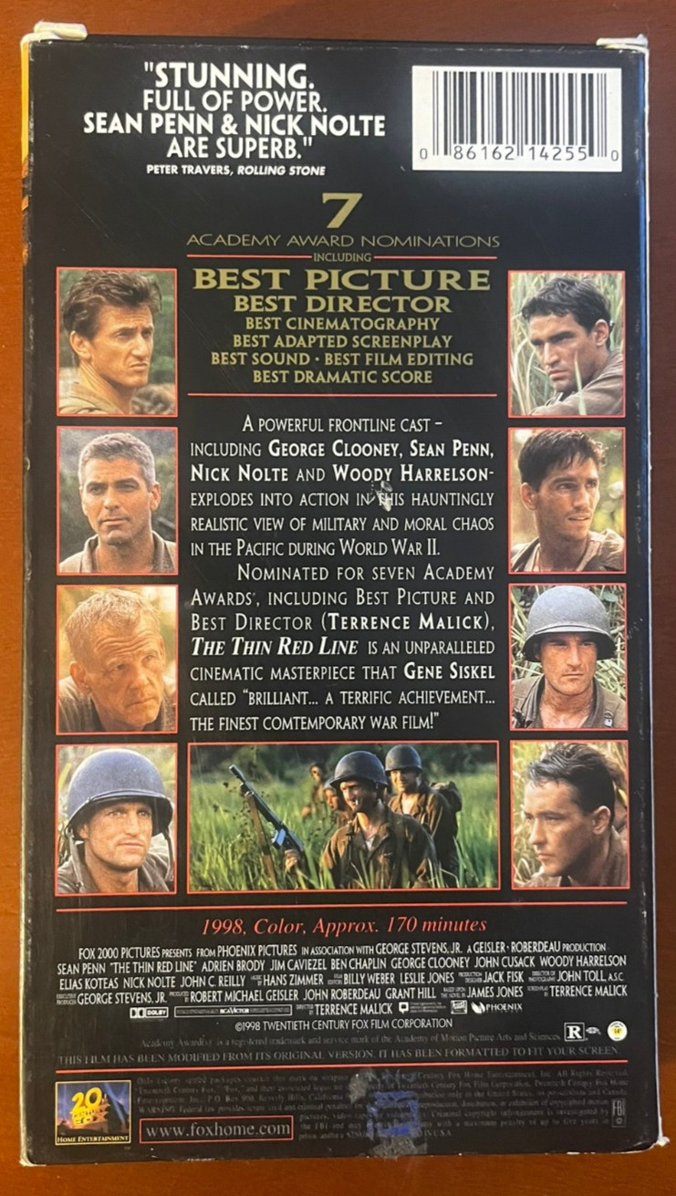 The Thin Red Line VHS Film – $5 Flat Shipping on Any # of VHS / DVD Movies