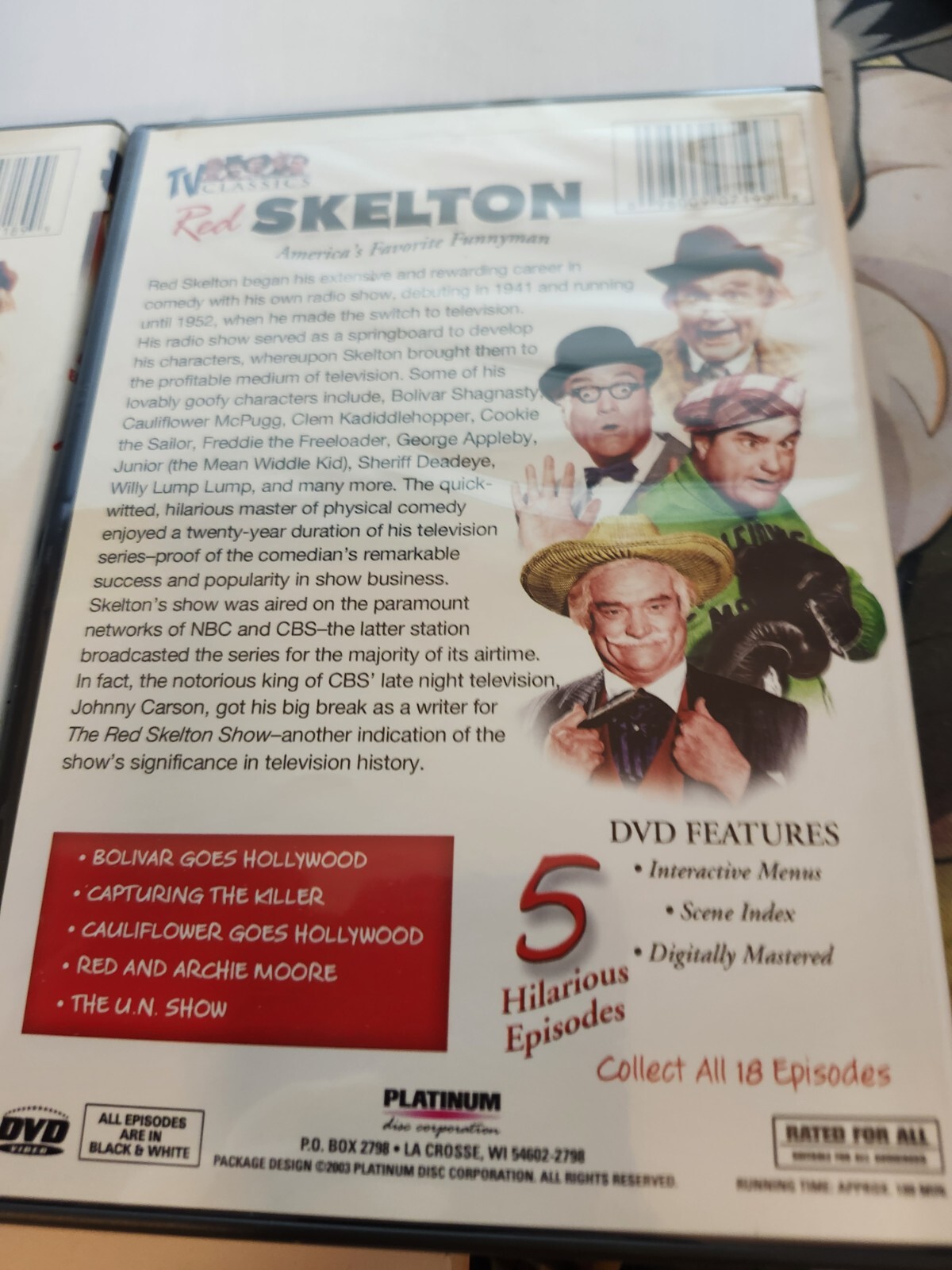 2 DVD SET-TELEVISION CLASSICS-THE RED SKELTON SHOW- 10 Episodes- Excellent cond.