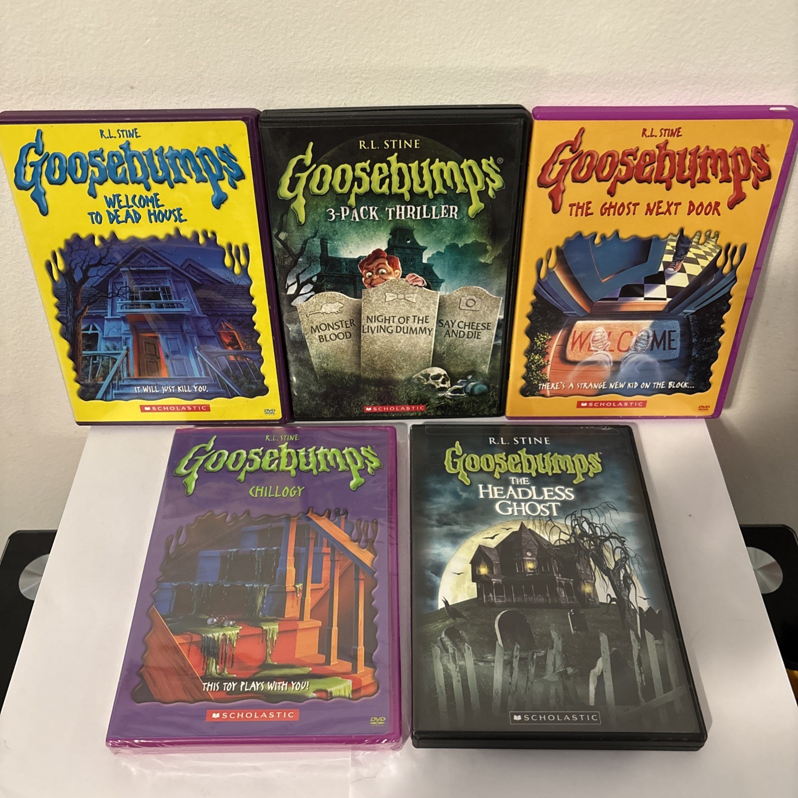 Goosebumps R.L. Stine Lot Of 7 DVDS Night Of Living Dummy, Chillogy, Dead House