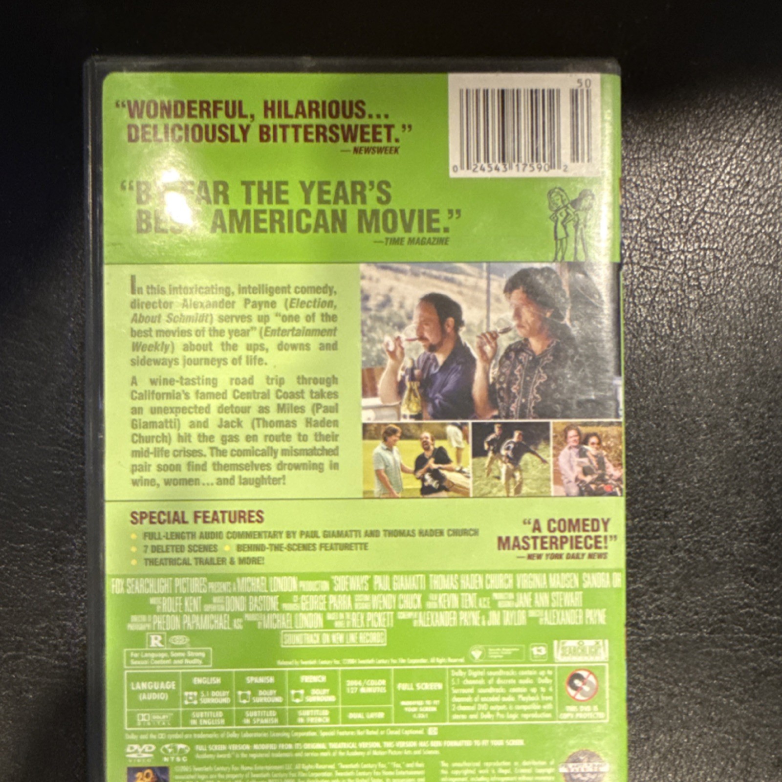 20th Century Fox Sideways DVD Full Screen R 2004 127min Giamatti Bonus Features