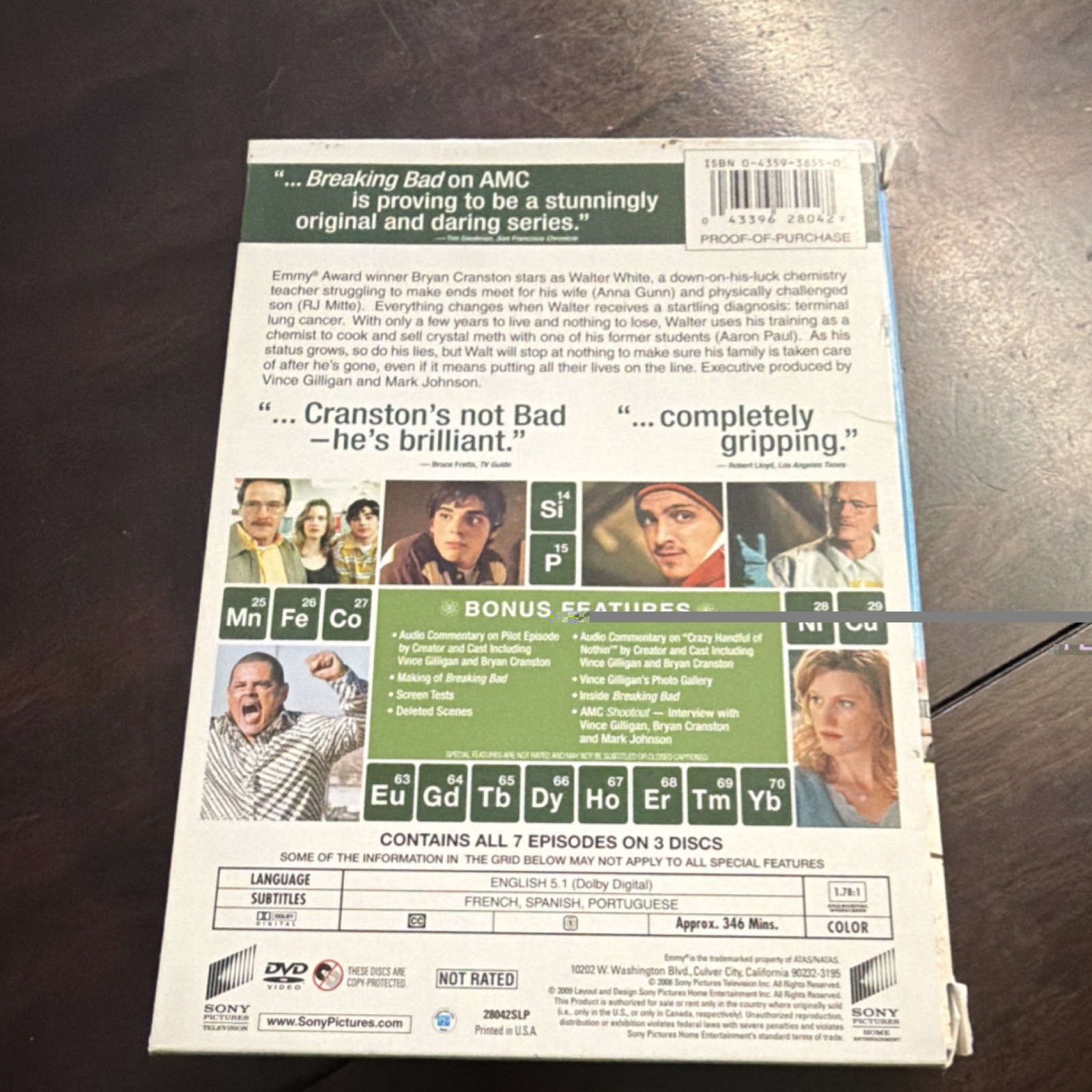 Sony Pictures Breaking Bad Complete First Season DVD Box Set Commentary Bonus
