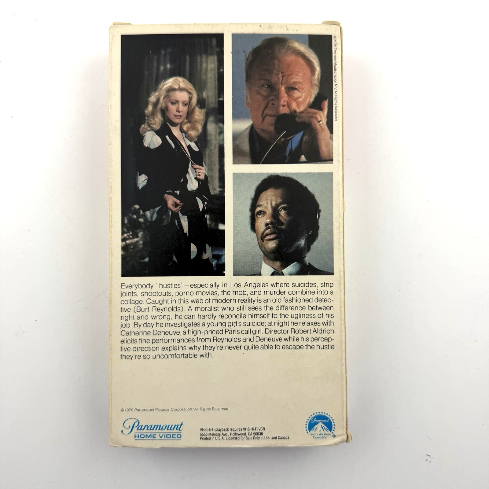 HUSTLE VHS Paramount Home Video Burt Reynolds Catherine Deneuve Thriller