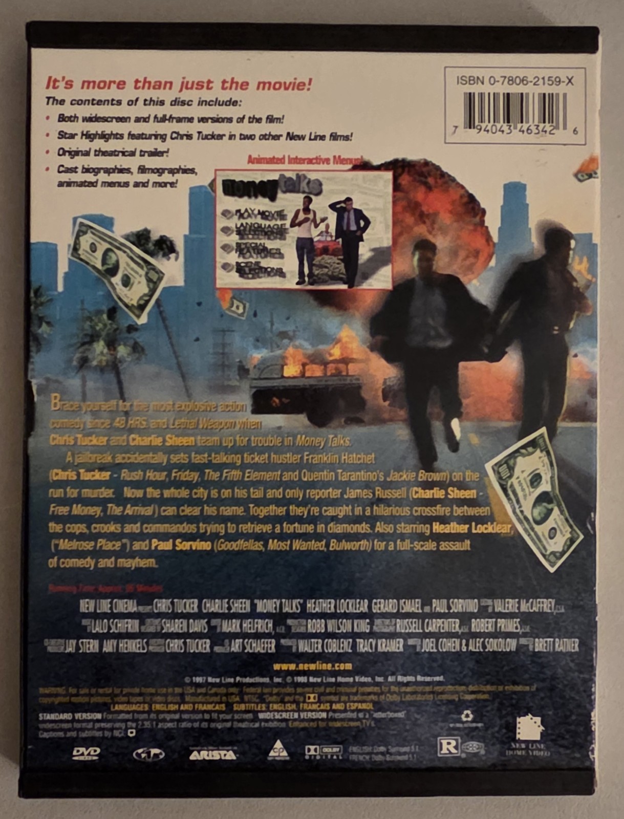Money Talks DVD EXC COND Vintage Snap Case W/ All Tabs Intact! Tucker Sheen