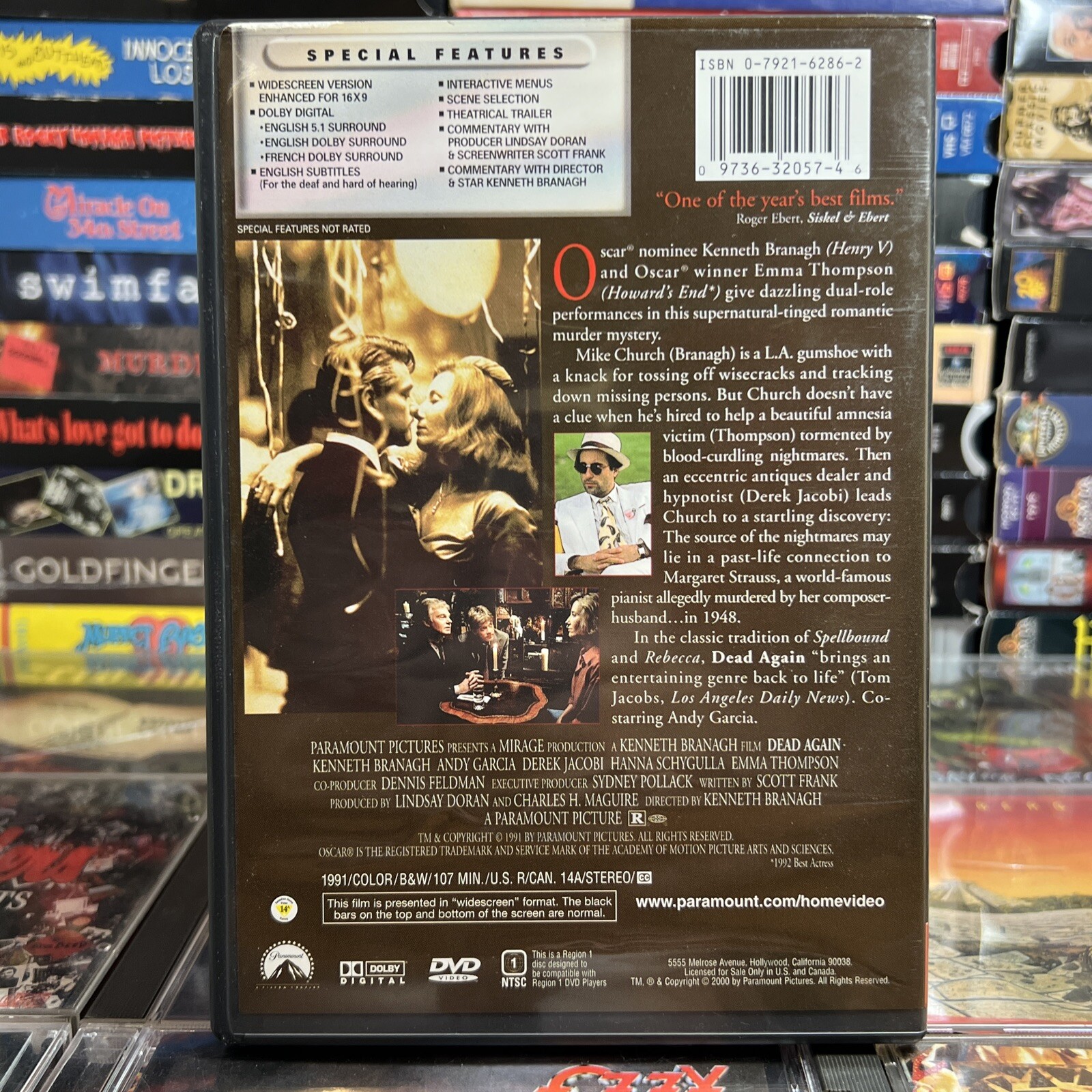 Dead Again 1991 DVD w/ Insert Kenneth Branagh Emma Thompson Neo Noir Thriller