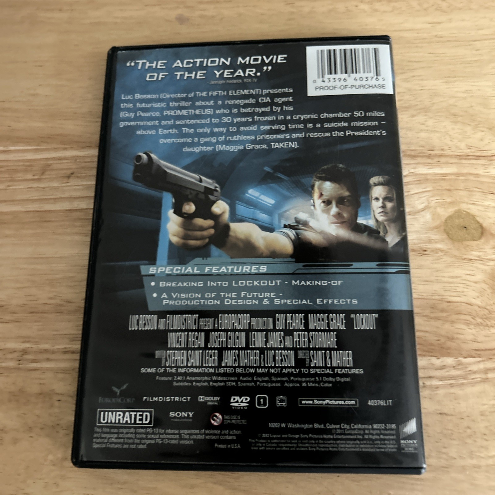 Lockout DVD (2012 WS Unrated Edition) Luc Besson Guy Pearce Maggie Grace