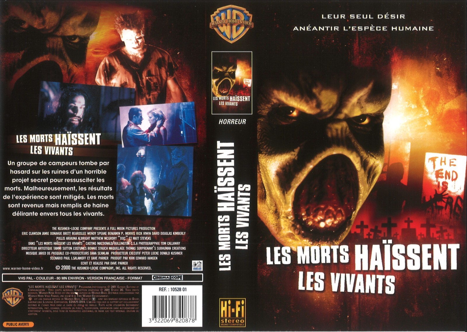 THE DEAD HATE THE LIVING / FRENCH PROMO VIDEO SLEEVE / WARNER VIDEO LABEL
