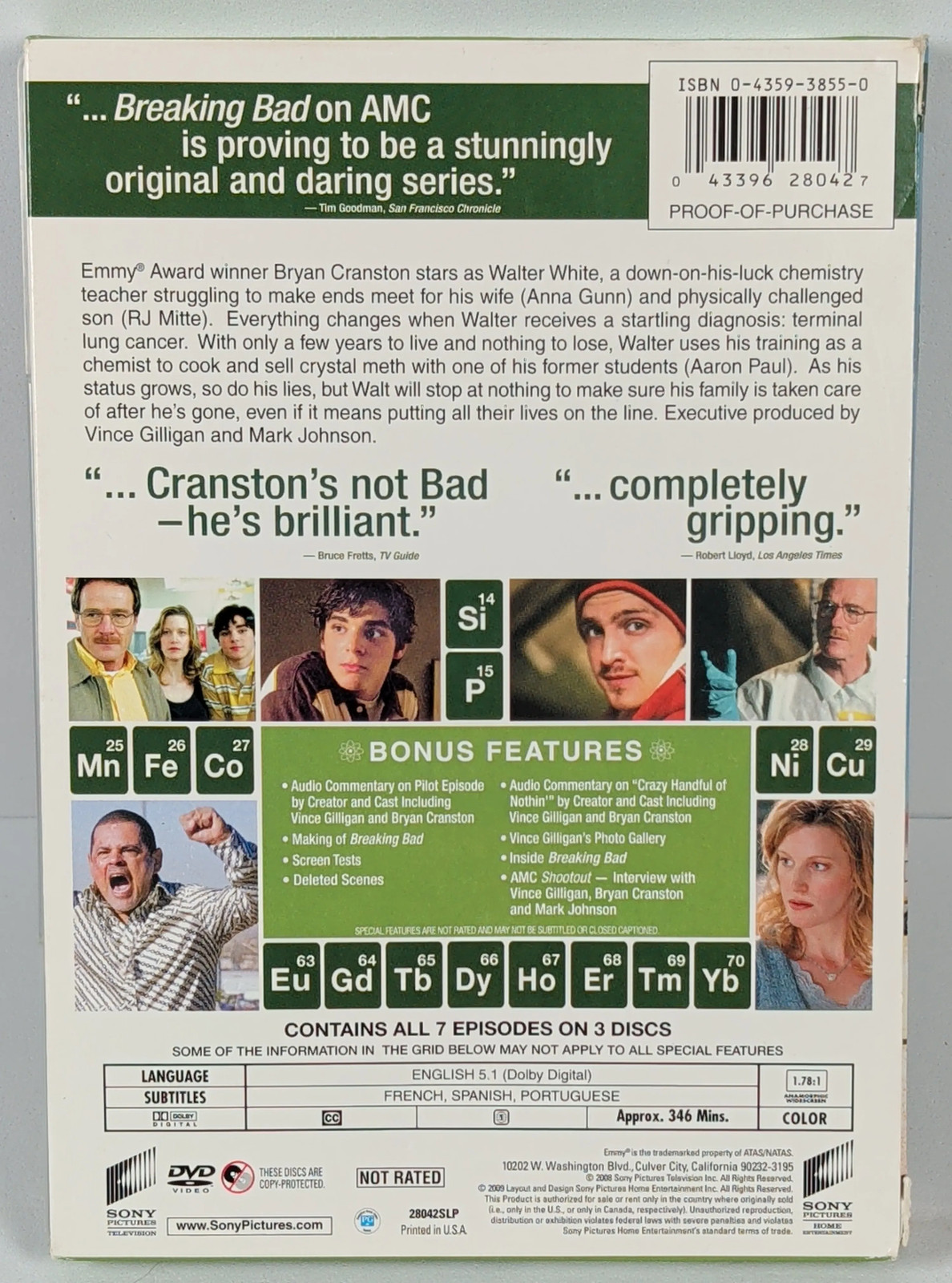 Breaking Bad: The First Season (2008) DVD Aaron Paul Free Shipping