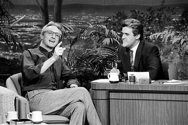 Actor Michael Gross with guest host Jay Leno on May 7 1991 Old TV Photo 2