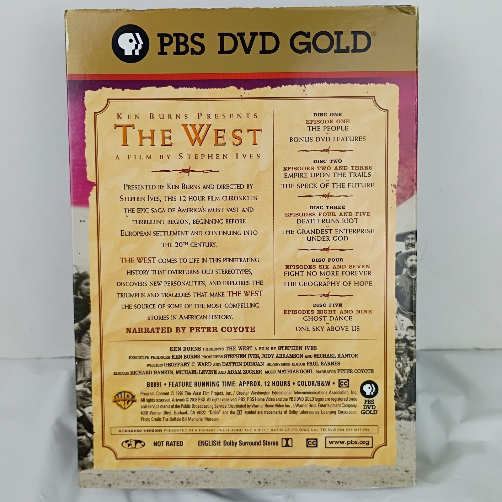 Ken Burns Presents The West (5 Disc DVD, 2003) Documentary Peter Coyote Narrator