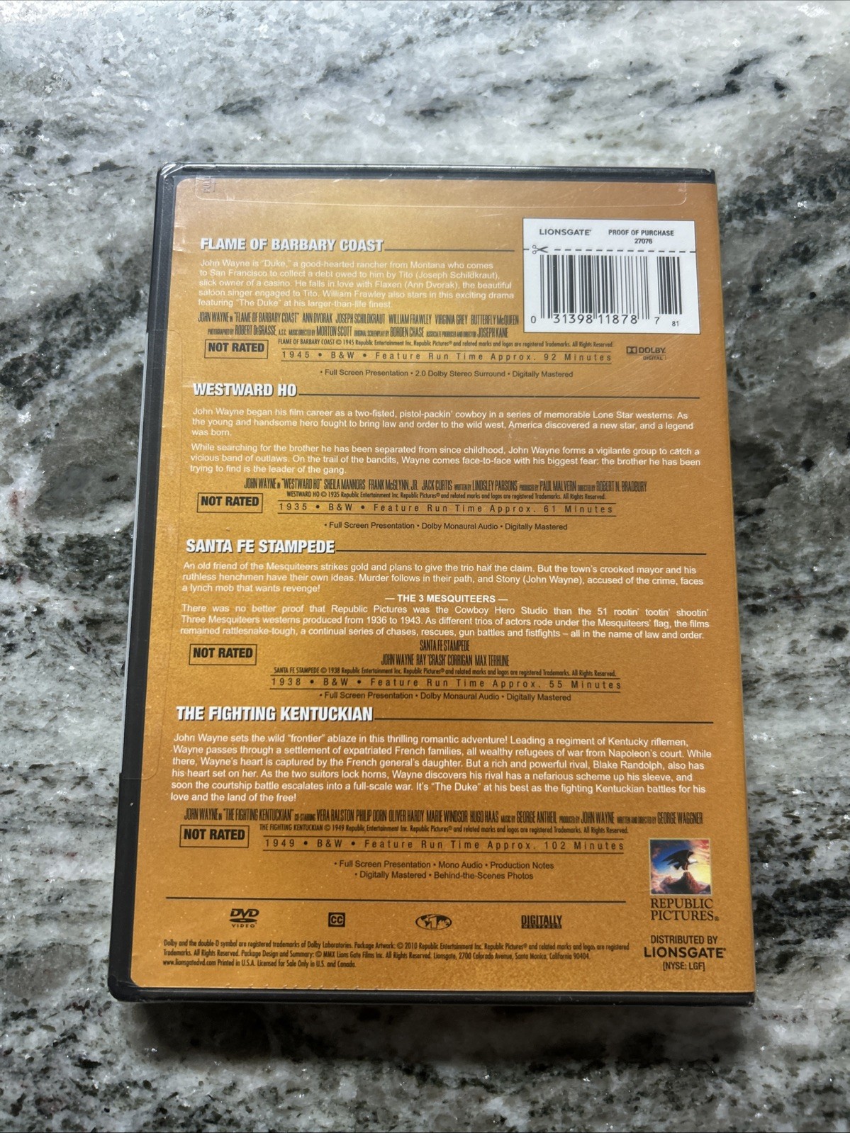 Flame of Barbary Coast/Santa Fe Stampede/Westward Ho/The Fighting… John Wayne