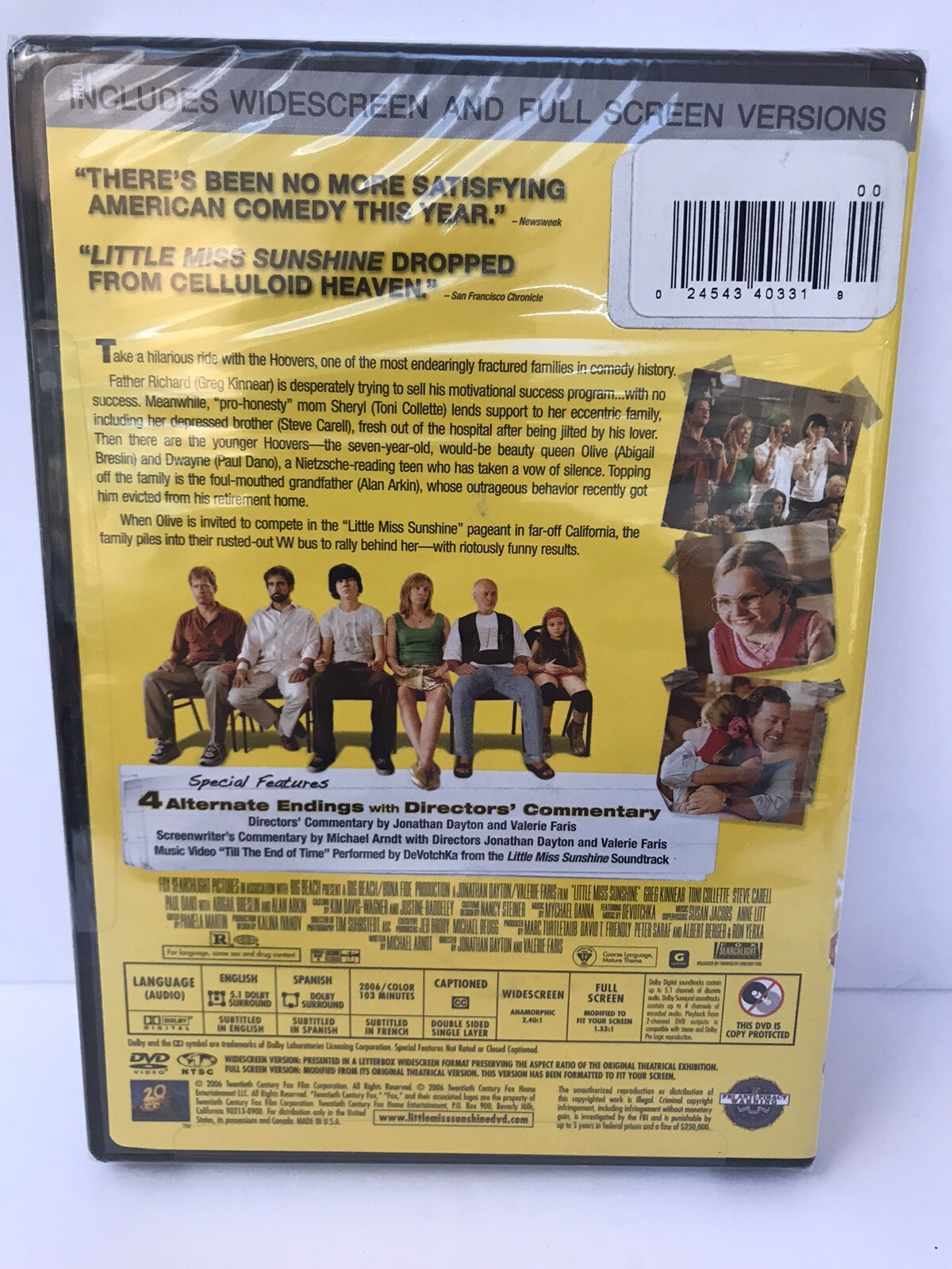 New Little Miss Sunsine 4 Alternate Endings DVD 2006 Wide & Full Screen Versions