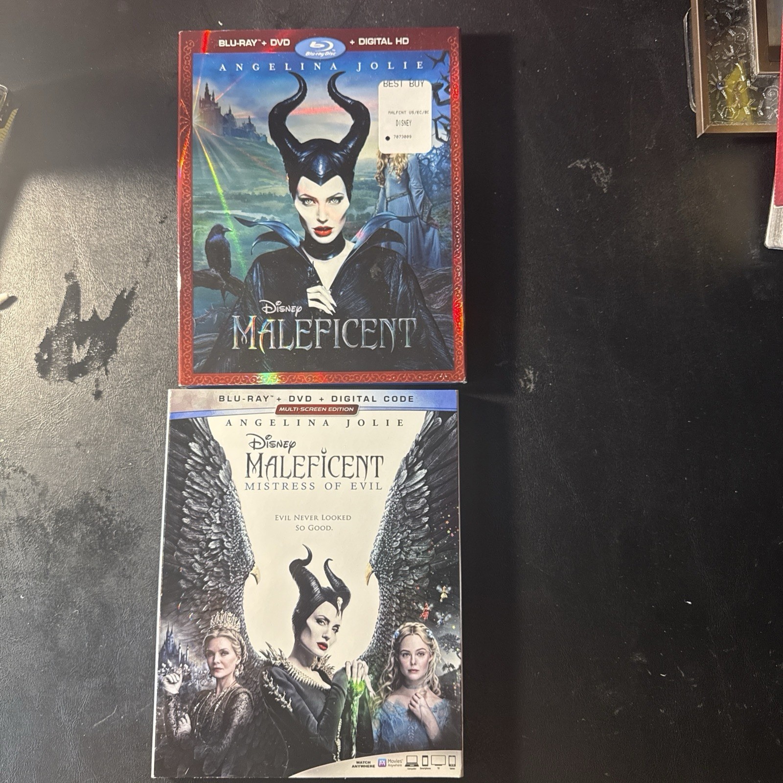 Maleficent and Maleficent: Mistress Of Evil Blu-ray DVDs