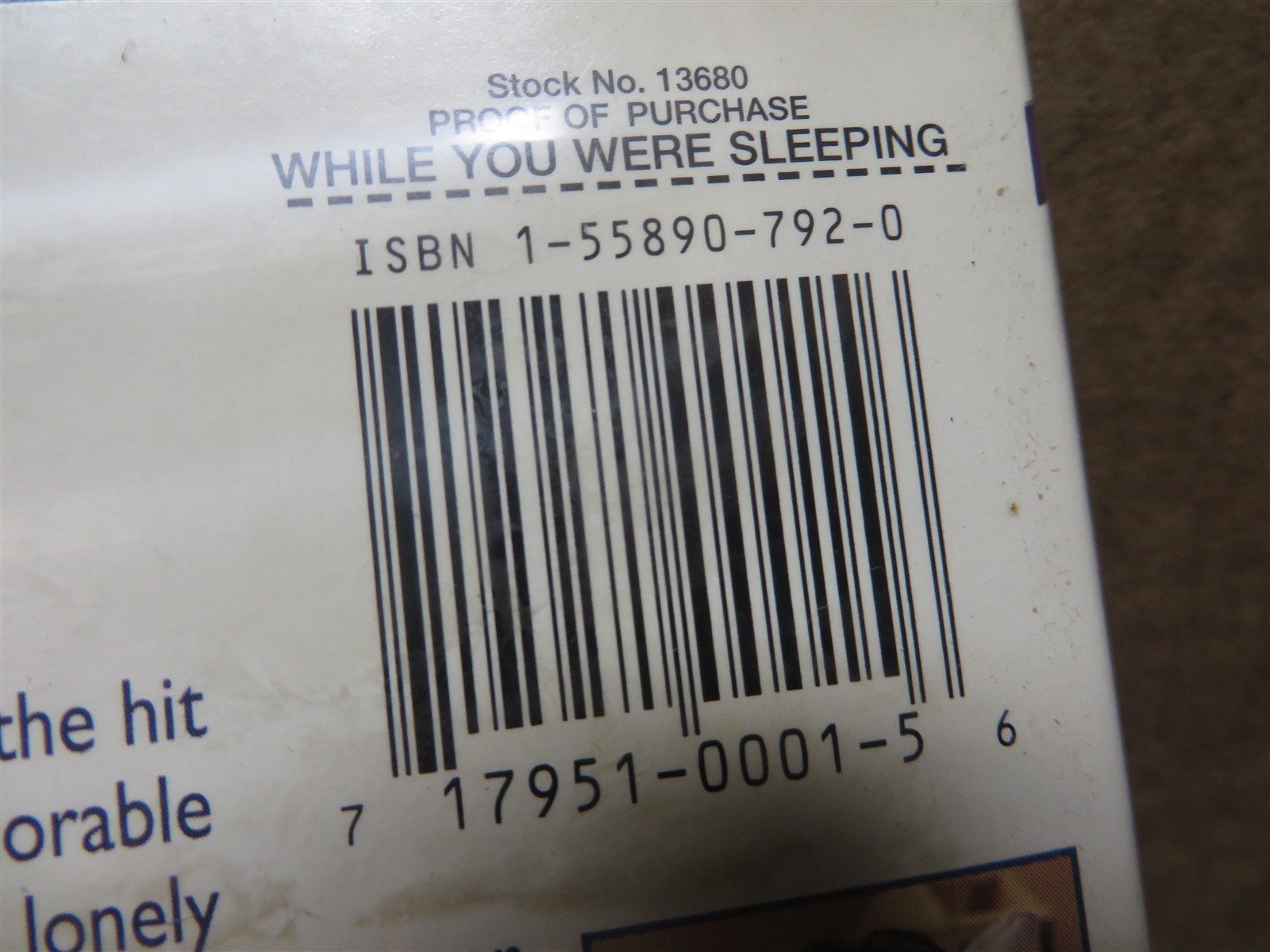 DVD VIDEO MOVIE ” WHILE YOU WERE SLEEPING ” ISBN 1-55890-792-0
