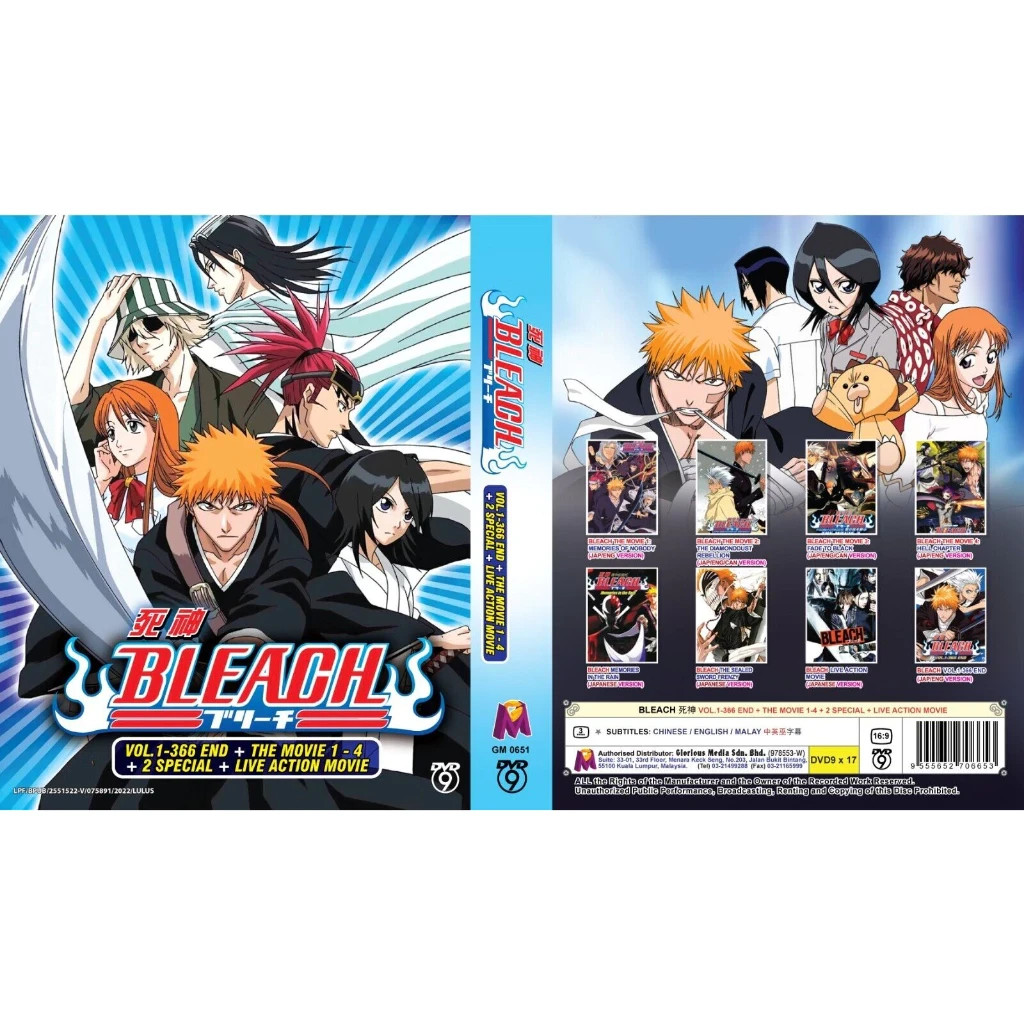 Bleach Complete DVD Series Vol.1–366 + 4 Movies + Specials + Live Action