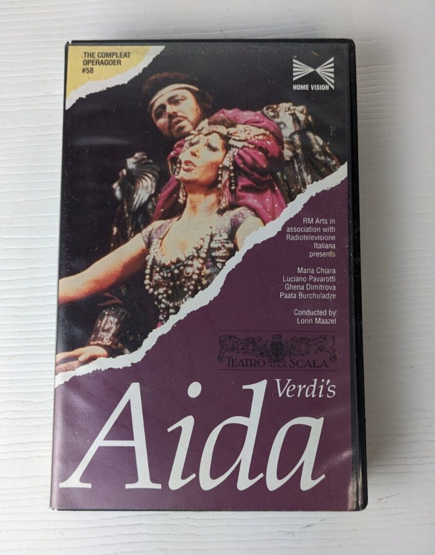Verdi’s Aida VHS 1986 Luciano Pavarotti Home Vision With Insert Card