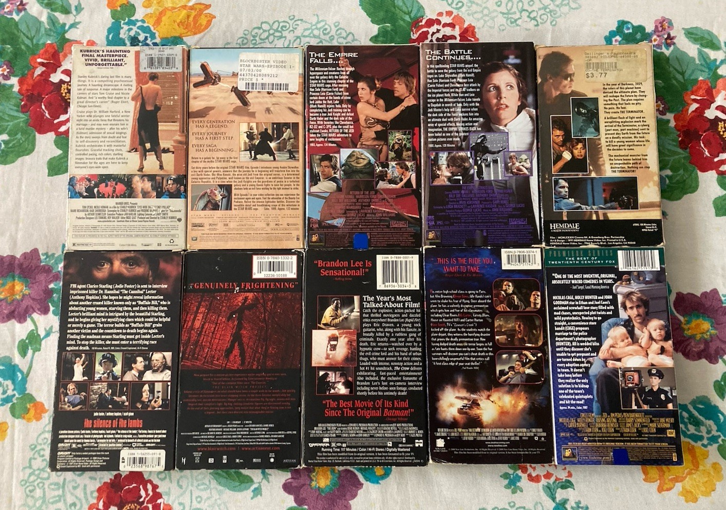 90s Action, Horror, Comedy, and Blockbuster VHS Lot of 10 Tapes Eyes Wide Shut
