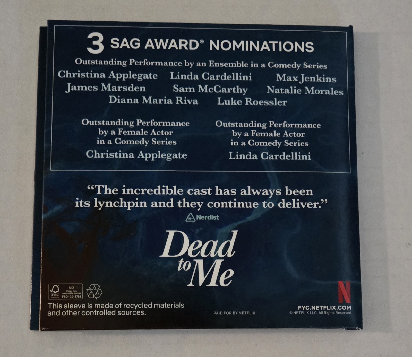 Dead to Me TV Series FYC Promo DVD 2 Discs Set 2019 Comedy Drama Netflix