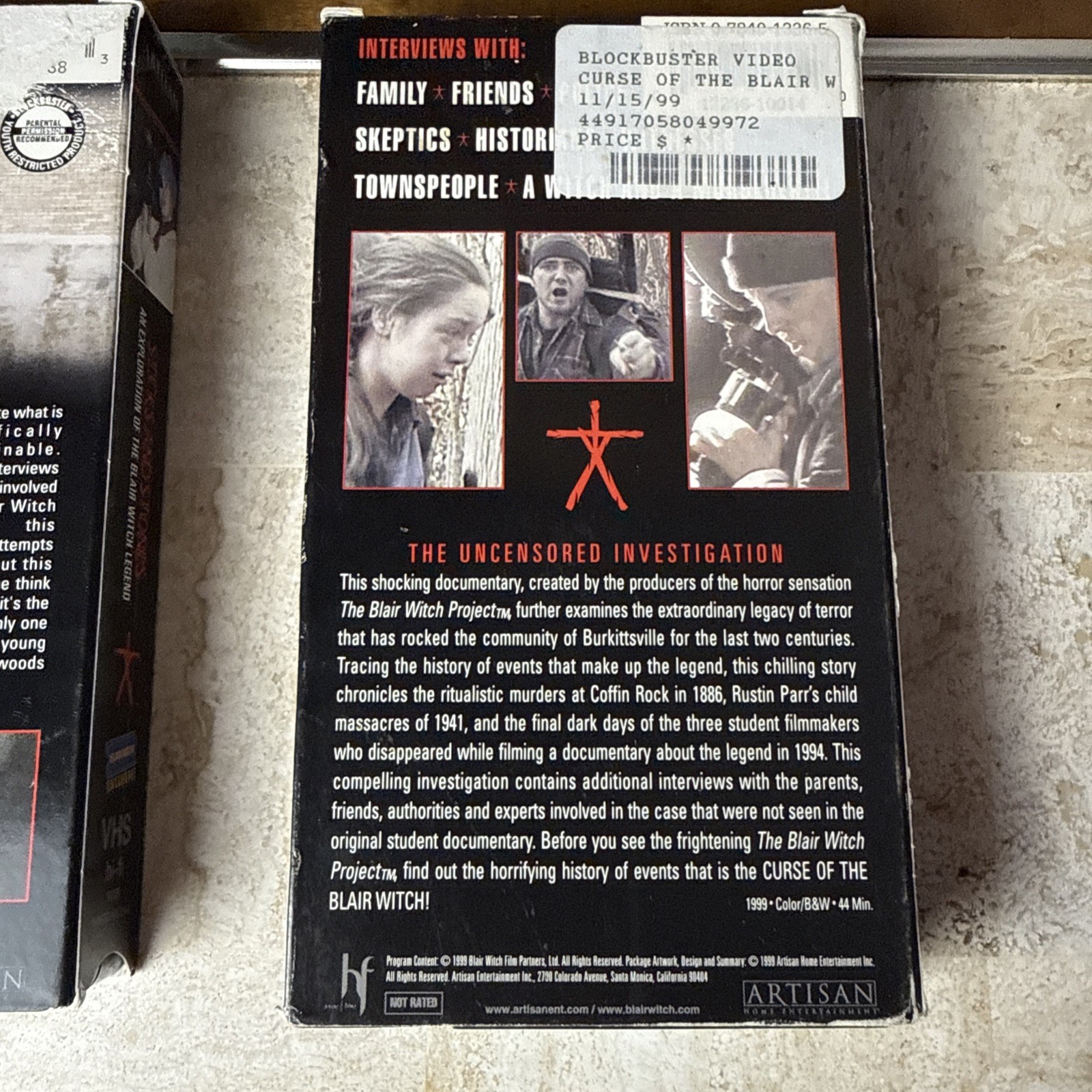 Blair Witch Project 1 & 2 Sticks & Stones Curse Of The Blair Witch Lot Of 4 VHS