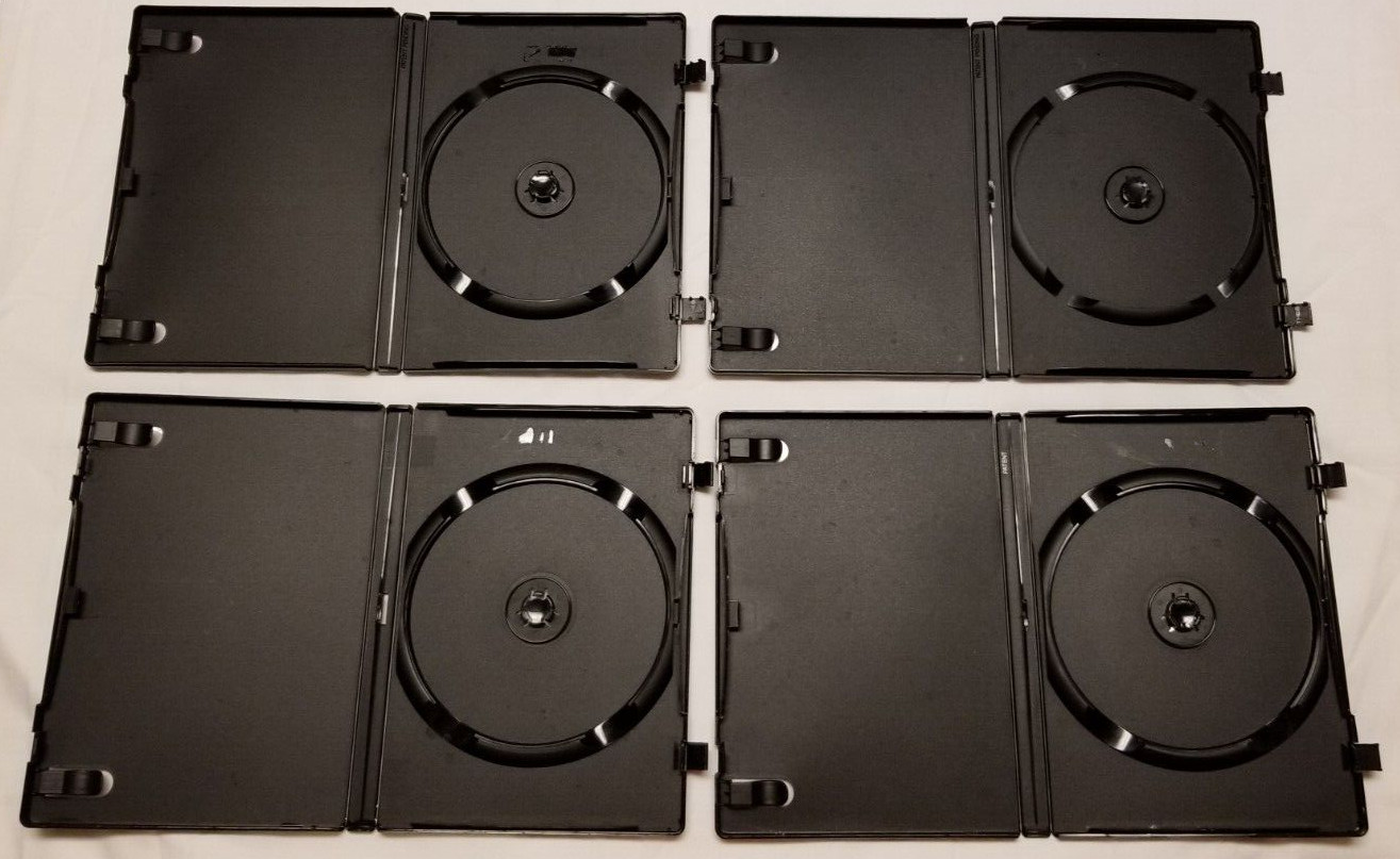 Lot of 4 EMPTY Snap Lock Latch Black DVD Cases CD Video Game Case