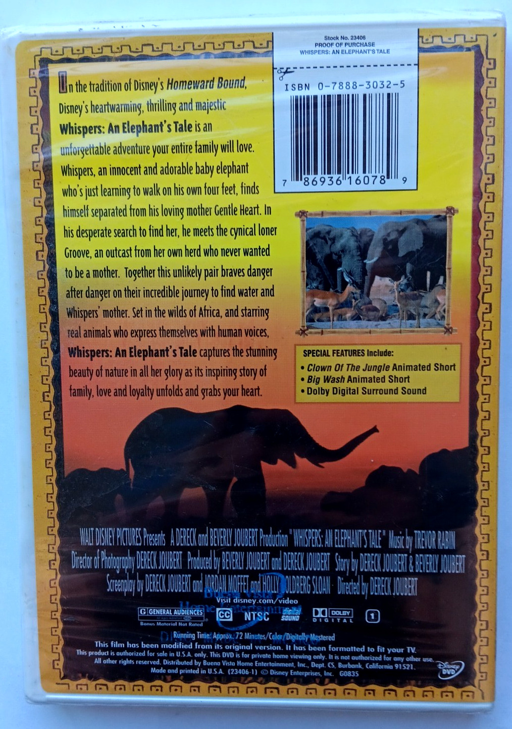 Whispers: An Elephant’s Tale DVD Disney – NEW SEALED