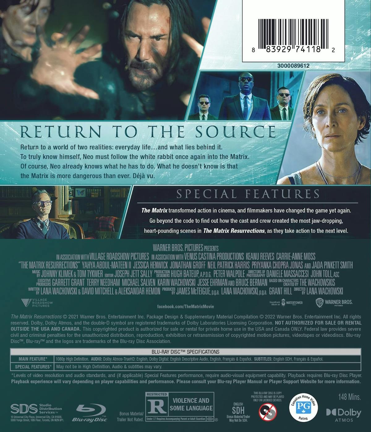 The Matrix Resurrections (Blu-Ray + DVD) Blu-ray Keanu Reeves NEW
