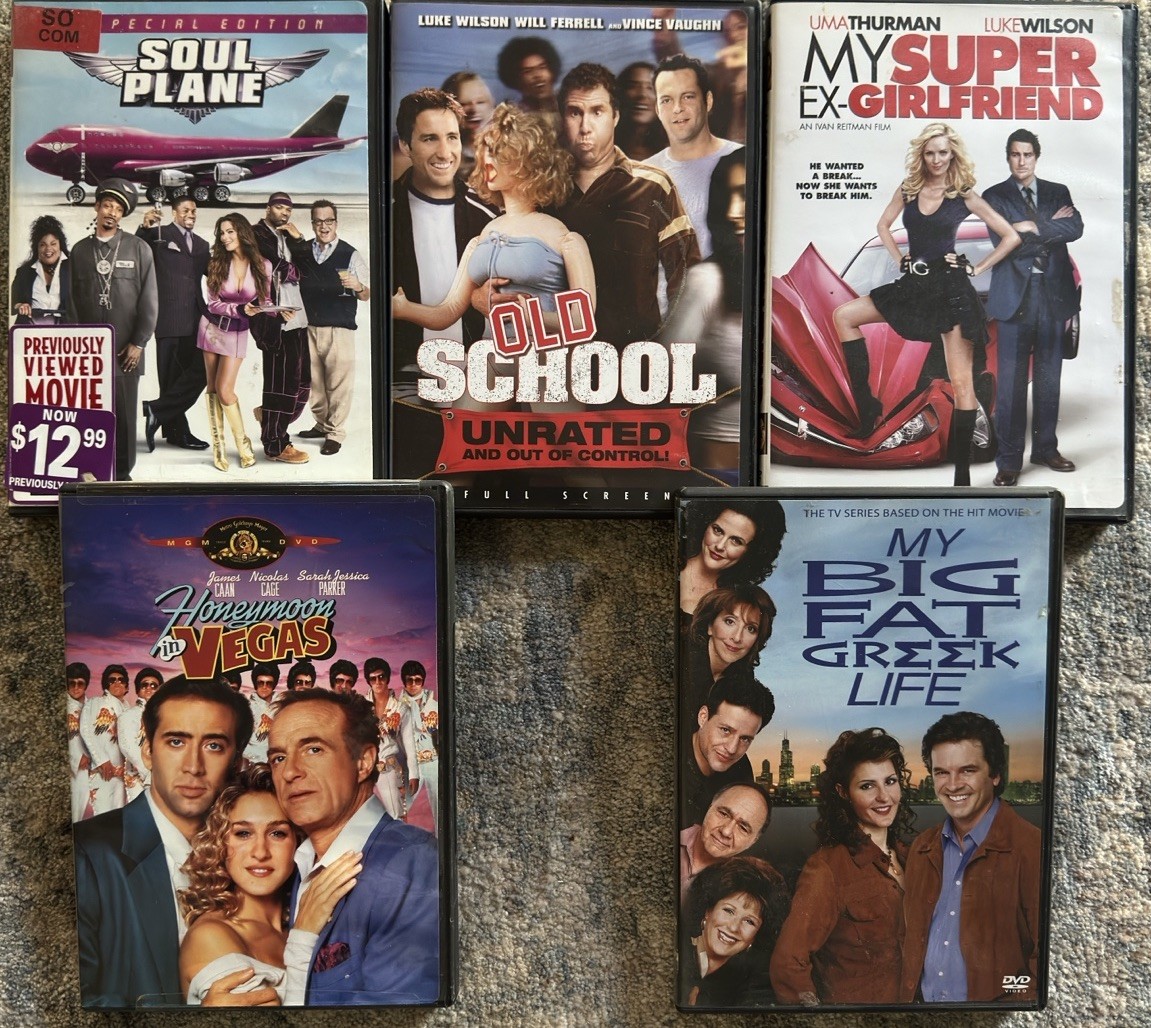 Soul Plane, Old School Unrated, Super Ex-Girlfriend, Big Fat Greek, Honey Vegas
