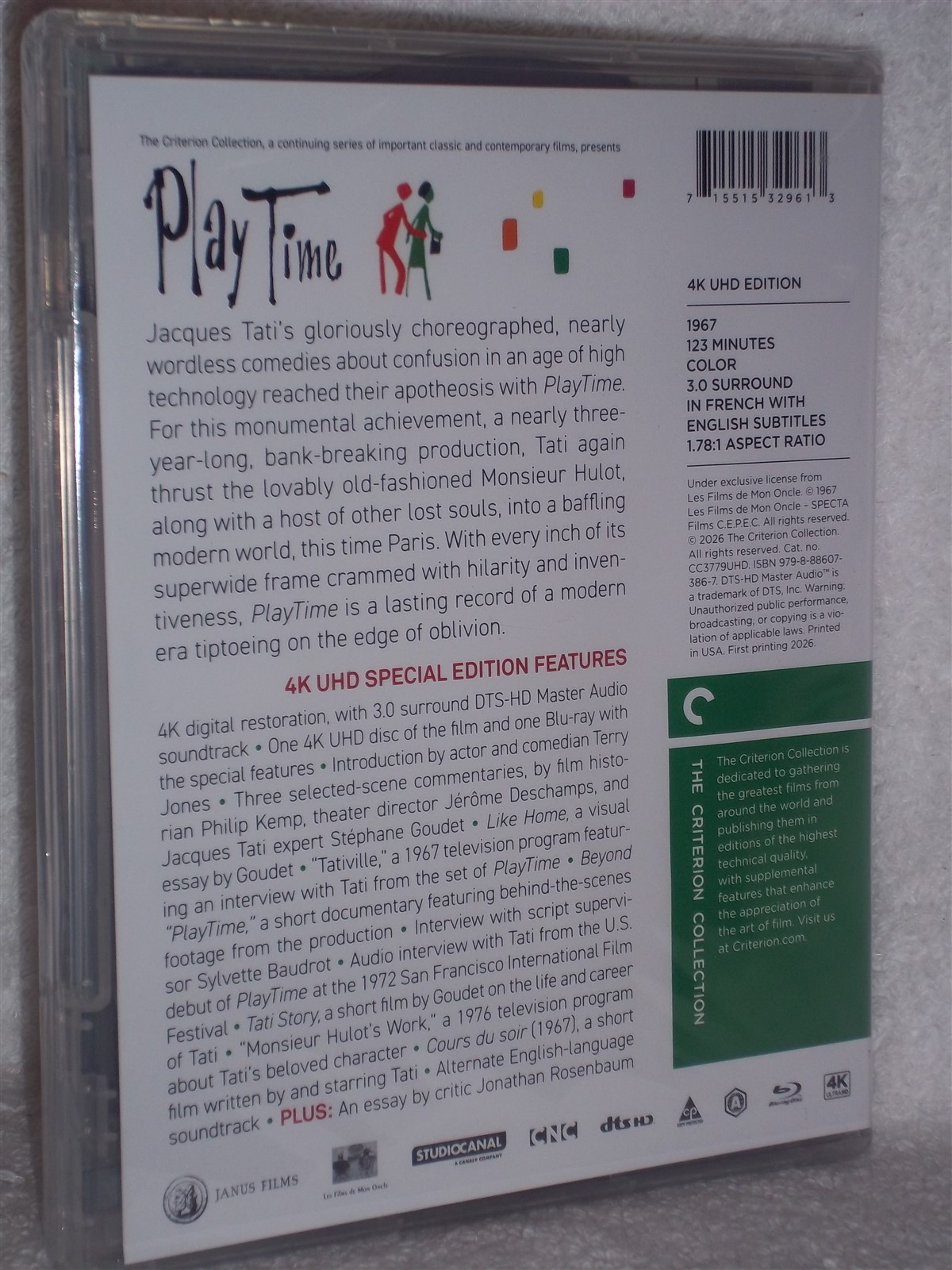 Playtime (4K/Blu-ray, 2026, CRITERION) NEW Jacques Tati foreign french comedy