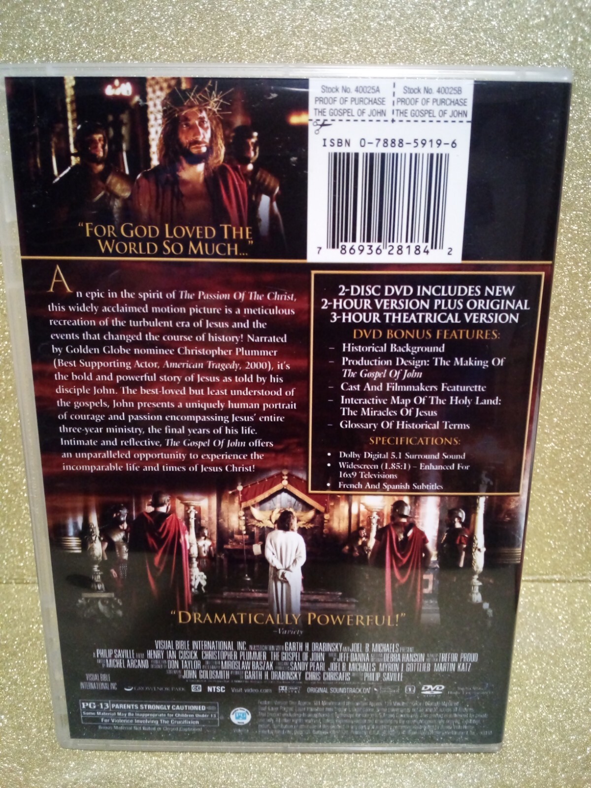 (1-743) “THE GOSPEL OF JOHN” DVD / PRE-WATCHED / 2-DISC SET / WIDESCREEN