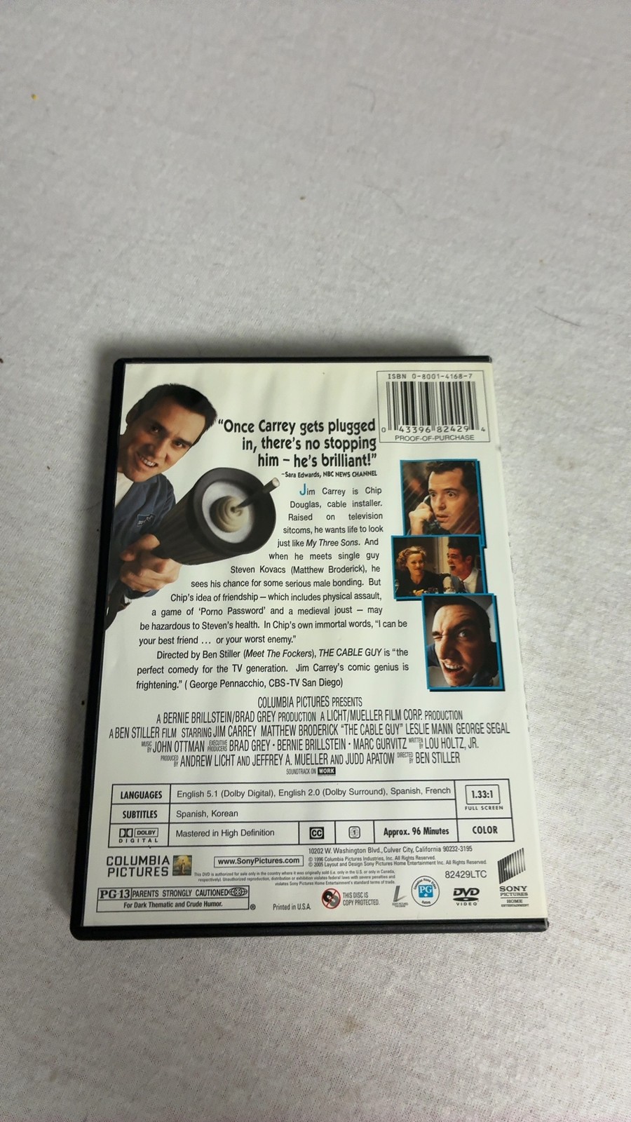 Sony Pictures The Cable Guy DVD Ben Stiller Jim Carrey **Save up to 45%**
