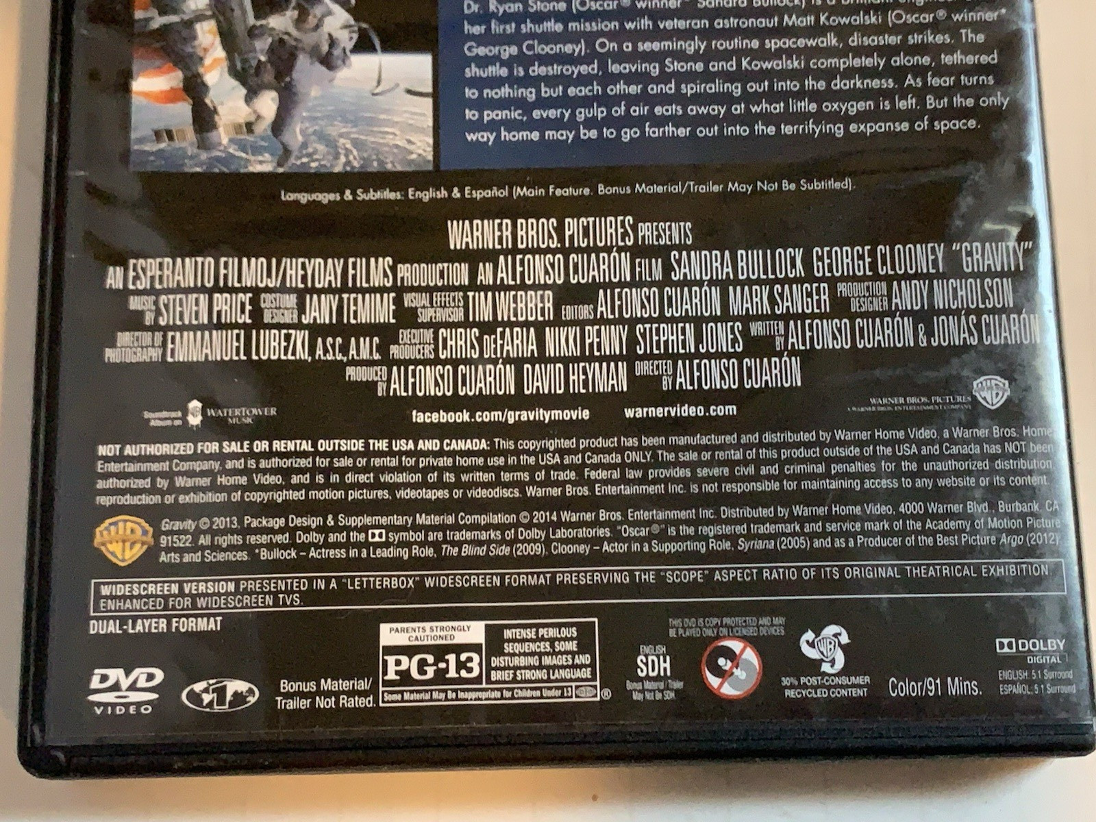 Gravity (DVD, 2013, Widescreen) W/CASE/ ships same day