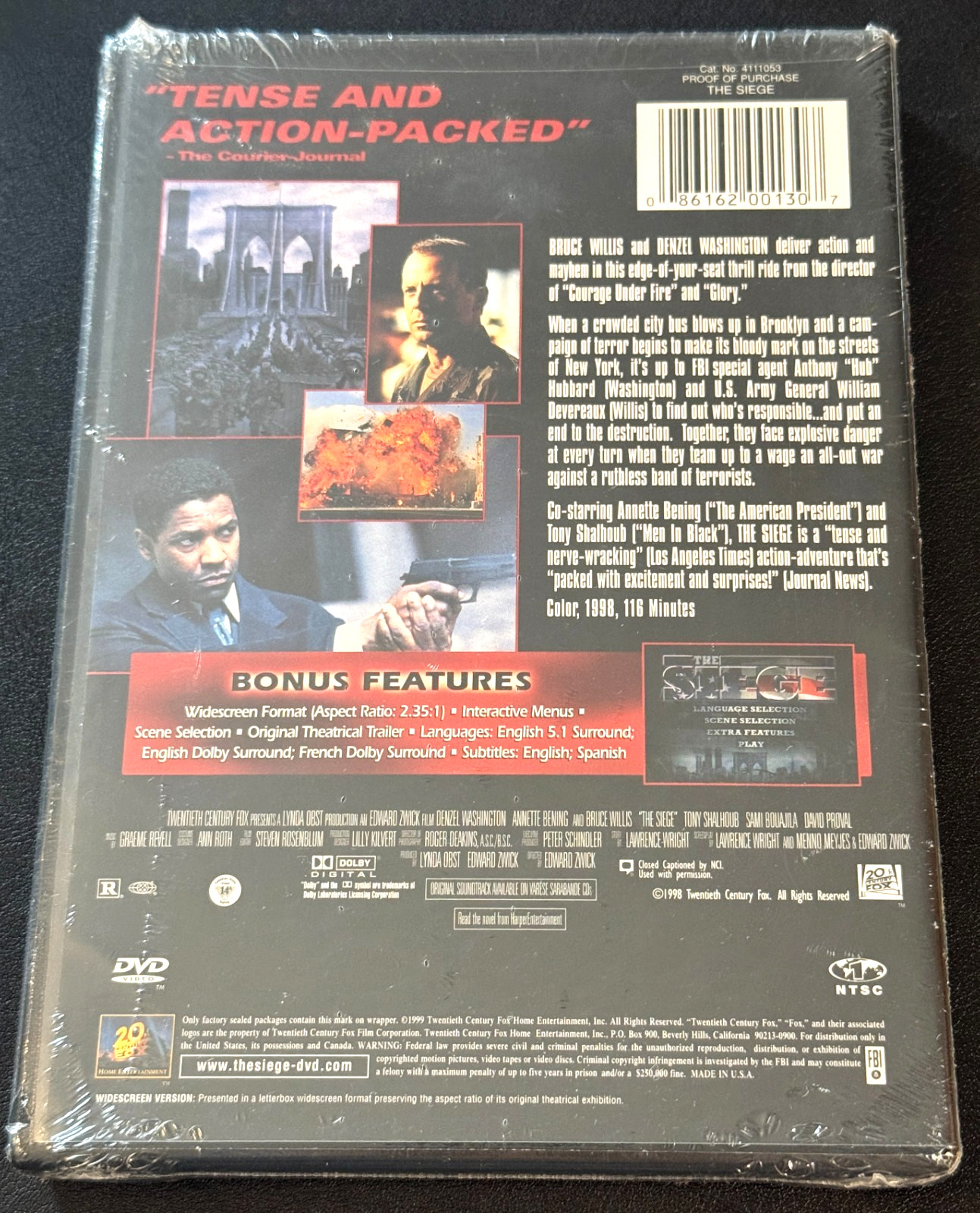 The Siege (DVD, 1998)- WS – Denzel Washington, Bruce Willis – Sealed – Free Ship