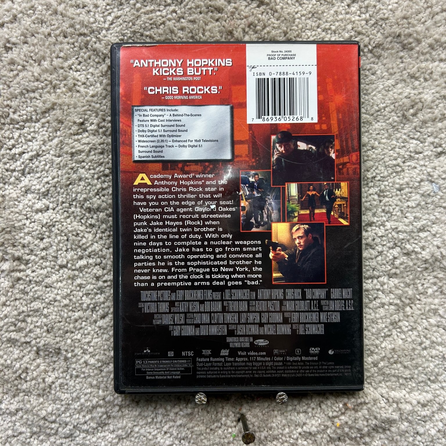 Bad Company DVD (2002) Anthony Hopkins, Chris Rock, Joel Schumacher Action